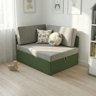 Narożniki - Sofa rozkładana narożna dla dzieci z funkcją spania Kubuś zielono/szary - miniaturka - grafika 1