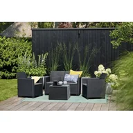 Meble ogrodowe - Zestaw ogrodowy Marie sofa 2 fotele i stolik grafitowy - miniaturka - grafika 1