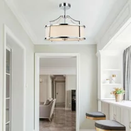 Lampy sufitowe - LAMPA okrągła Stanza Cromo S Orlicki Design wisząca OPRAWA abażurowa w stylu klasycznym kremowa chrom - miniaturka - grafika 1