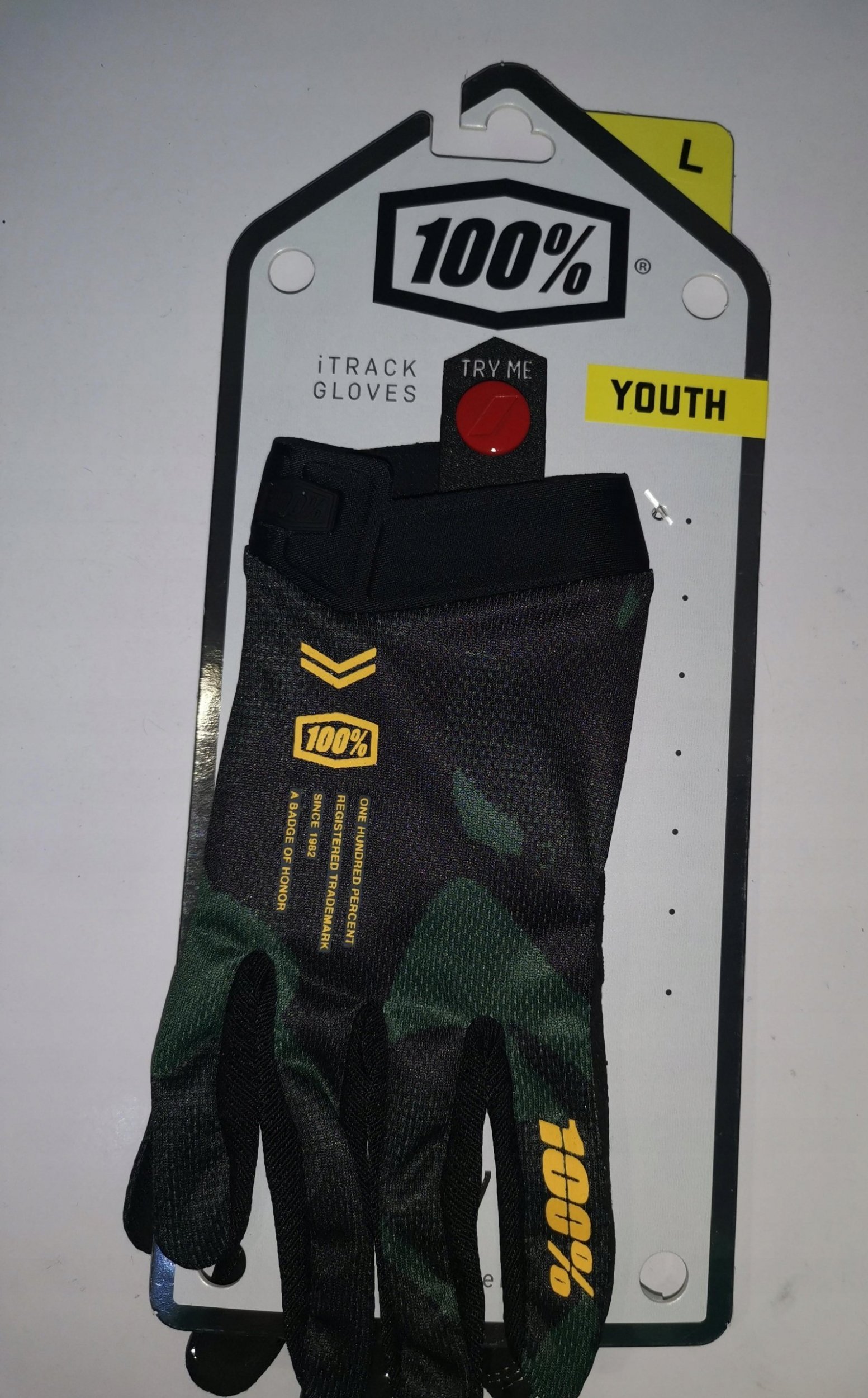 100% Rękawiczki 100% ITRACK Youth Glove sentinel black roz. M długość dłoni 150-160 mm NEW