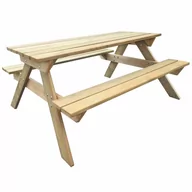 Stoły ogrodowe - vidaXL vidaXL Drewniany stół piknikowy z ławkami 150 x 135 71,5 cm - miniaturka - grafika 1