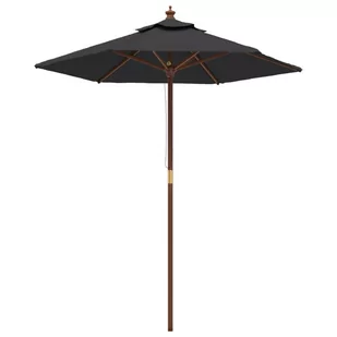 Parasol ogrodowy na drewnianym słupku, czarny, 196x231 cm Lumarko - Parasole ogrodowe - miniaturka - grafika 1