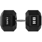 Poręcze i drążki do podciągania - Hantla 50kg stal pokryta gumą sześciokątna poręczn - miniaturka - grafika 1