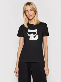 Koszulki i topy damskie - Karl Lagerfeld LAGERFELD T-Shirt Ikonik Choupette 210W1723 Czarny Regular Fit - grafika 1