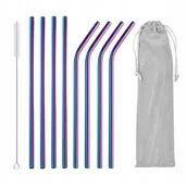 Słomki do napojów - Słomki Do Drinków Rurki Stalowe Kolorowe 8 Sztuk - miniaturka - grafika 1