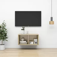 Szafki RTV - vidaXL Lumarko Wisząca szafka pod TV, kolor dąb sonoma, 37x37x72 cm, płyta 805474 - miniaturka - grafika 1