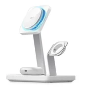 Ładowarki do telefonów - Ładowarka indukcyjna ESR Halolock 3-in-1 Cryoboost MagSafe dla iPhone z MagSafe / Apple Watch / AirPods , biała - miniaturka - grafika 1