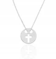 Naszyjniki - Naszyjnik KÓŁKO KRZYŻYK srebro925 CELEBRYTKA 45 cm - miniaturka - grafika 1