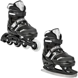 Rolki Łyżwy figurowe 2w1 Regulowane RAVEN Helixi Black/Grey 30-33 Kółka LED - Łyżwy - miniaturka - grafika 1