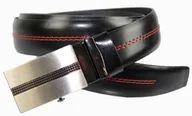 Paski - Wizytowy Pasek Skórzany 30 mm COMPLEX (PL) Pełna Klamra AUTOMAT/ZĄBEK Garnitur CZARNY CZERWONA NITKĄ Zaokrąglony AZ30/KAZ63 - miniaturka - grafika 1