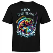 Koszulki męskie - KOSZULKA MĘSKA Z NADRUKIEM KRÓL SPINNINGU RYBY PREZENT DLA WĘDKARZA XXL - miniaturka - grafika 1