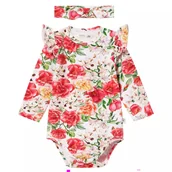 Body dla niemowląt - Zestaw body z falbanką i opaska z supełkiem Kamelia 68 - miniaturka - grafika 1