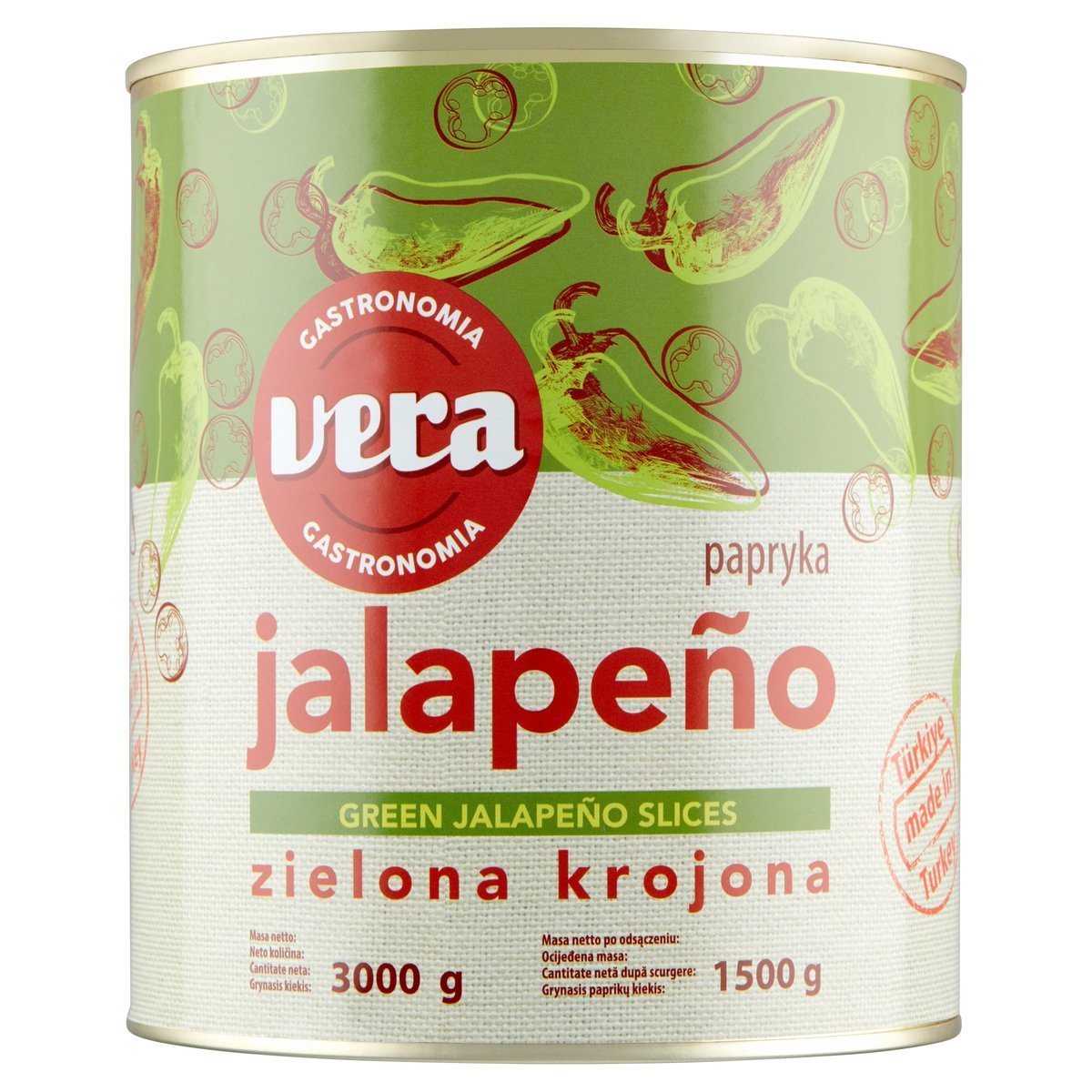 Papryka Jalapeno zielona krojona Vera 3 kg
