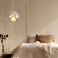 Lampy sufitowe - Mantra Iluminación Lampa wisząca Elsa, 1-punktowa, Ø 25 cm, szkło, brąz - miniaturka - grafika 1