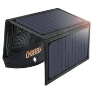 Ładowarki do telefonów - Choetech składana ładowarka solarna słoneczna fotowoltaiczna 19W 2x USB 2,4A czarny (SC001) - miniaturka - grafika 1