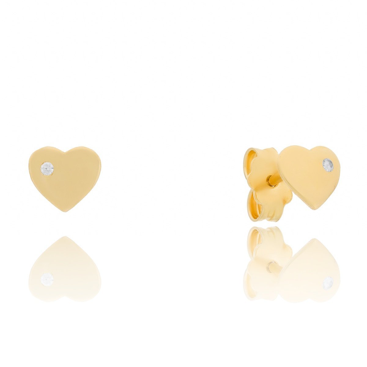 Złote kolczyki sztyfty serce z cyrkonią pr. 585