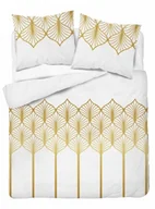 Pościel - Pościel satynowa 160x200 5225b biała złote dodatki - miniaturka - grafika 1
