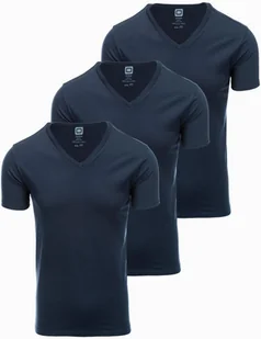 Zestaw męskich koszulek bawełnianych V-neck BASIC 3x granatowy V10 OM-TSBS-0233 S - Koszulki męskie - miniaturka - grafika 1