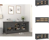 Szafki na buty - vidaXL Szafka na buty szara 110x38x45,5 cm lite drewno sosnowe - Stojaki i szafki na buty - miniaturka - grafika 1