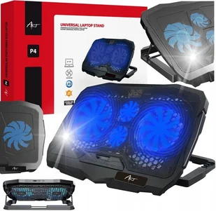 Podstawka pod laptopa ART P4 Regulacja / 2xUSB / 4 Wentylatory / LED gaming - Podkładki chłodzące pod laptopa Podstawka pod laptopa ART P4 Regulacja / 2xUSB / 4 Wentylatory / LED gaming - Podkładki chłodzące pod laptopa - miniaturka - grafika 1