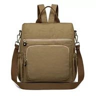 Torebki damskie - Kono Damski plecak antykradzieżowy nylon Schoobag damska podróżna torba do pracy na co dzień plecak vintage plecak na ramię, Khaki, Jeden rozmiar, Stylowy - miniaturka - grafika 1