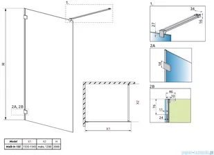 Radaway Essenza Pro Brushed Nickel 155x200 kabina Walk-in szczotkowany nikiel 10103155-91-01 - Kabiny prysznicowe Radaway Essenza Pro Brushed Nickel 155x200 kabina Walk-in szczotkowany nikiel 10103155-91-01 - Kabiny prysznicowe - miniaturka - grafika 2