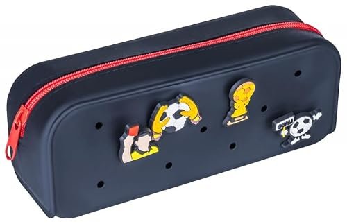 gimboo Silikonowe etui/z 4 przypinkami/piórnikiem/etui na długopisy/20 x 6 x 7,5 cm/czarne/dla dzieci, chłopców i dziewczynek