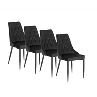 Krzesła - Zestaw 4 Krzeseł Tapicerowanych Welurowych Komplet Do Jadalni Czarne Cork - miniaturka - grafika 1