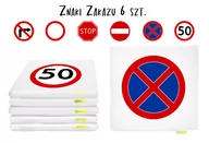 Zabawki interaktywne dla dzieci - Poduszki kwadratowe ekoskóra ZNAKI drogowe ZAKAZU 3 cm 6 szt. - miniaturka - grafika 1