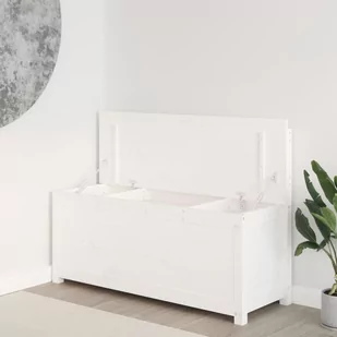 Lumarko Ławka, biała, 110x41x76,5 cm, lite drewno sosnowe - Ławki do przedpokoju - miniaturka - grafika 4