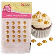 Dodatki do ciast w proszku - Diamenty jadalne dekoracje na tort żelkowe kryształki złote brokatowe 20szt - miniaturka - grafika 1