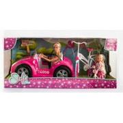 Lalki dla dziewczynek - Simba Lalka Steffi w kabriolecie i Evi na rowerze - miniaturka - grafika 1