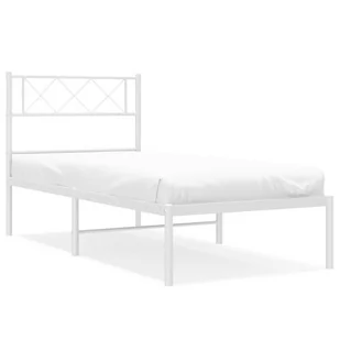 Metalowa rama łóżka z wezgłowiem, biała, 80x200 cm Lumarko! - Inne meble do sypialni - miniaturka - grafika 1