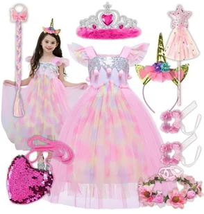 Strój Przebranie Sukienka Tęczowy Jednorożec Kostium Na Karnawał 128 134 - Stroje karnawałowe Strój Przebranie Sukienka Tęczowy Jednorożec Kostium Na Karnawał 128 134 - Stroje karnawałowe - miniaturka - grafika 1