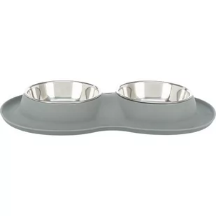Trixie Zestaw misek, silikon/stal nierdzewna  - 2 × 400 ml, ø 14 cm - Miski dla kotów - miniaturka - grafika 1