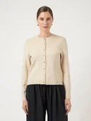 Swetry damskie - YAS Kardigan "Yas" w kolorze kremowym - miniaturka - grafika 1