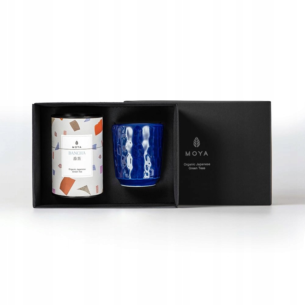 Zestaw prezentowy organiczna zielona herbata Moya Bancha i kubek Ukiyo