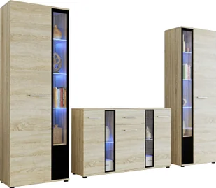 Meblościanka Witryna Komoda Szafa Cube XL dąb - Meblościanki Meblościanka Witryna Komoda Szafa Cube XL dąb - Meblościanki - miniaturka - grafika 1