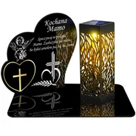 Lampiony i znicze - ZNICZ SOLARNY LED WIECZNY PODSTAWKA NA CMENTARZ GRÓB lampka Serce 3D DLA MAMY - miniaturka - grafika 1