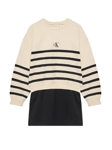 Calvin Klein Jeans Sukienka dzianinowa IG0IG02963 D Beżowy Relaxed Fit - Sukienki i spódniczki dla dziewczynek - miniaturka - grafika 1