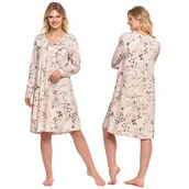 Bielizna nocna - Koszula Nocna Piżama Damska Elegancka Długi Rękaw Do Kolan Bawełna M MORAJ - miniaturka - grafika 1