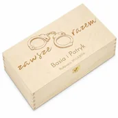 Zestawy do wina - Skrzynka jasna XL na wino z grawerem dla pary na ślub rocznicę p - miniaturka - grafika 1