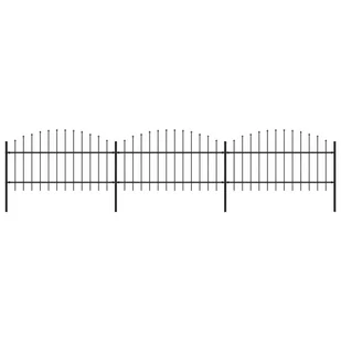 vidaxl Panele ogrodzeniowe z grotami, stal, (1-1,25) x 5,1 m, czarne - Ogrodzenia - miniaturka - grafika 1