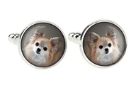 Spinki do mankietów i krawatów - Chihuahua długowłosy - spinki do mankietów, ozdoba koszuli, zawieszka do koszuli marki Art-Dog - miniaturka - grafika 1