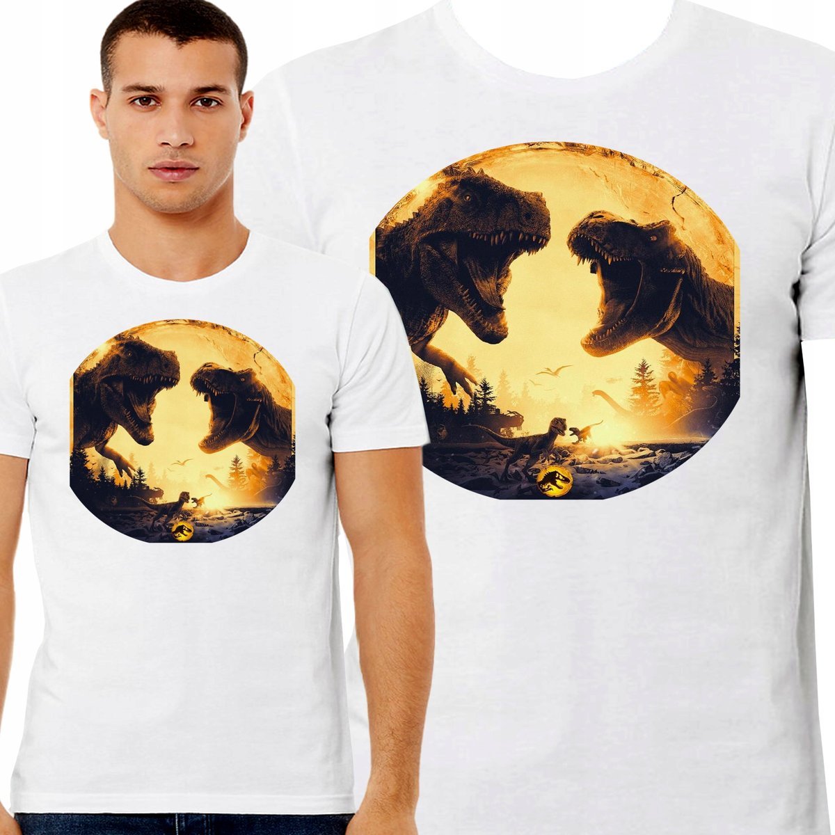 KOSZULKA MĘSKA JURASSIC PARK DLA FANA FILMU PREZENT DINOZAUR M 3439