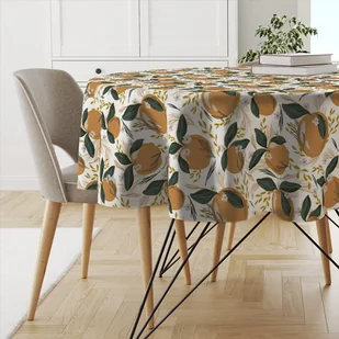 Obrus okrągły WINTER wzór BN74 | Świąteczne pomarańcze średnica 140 cm - Obrusy i serwetki - miniaturka - grafika 1