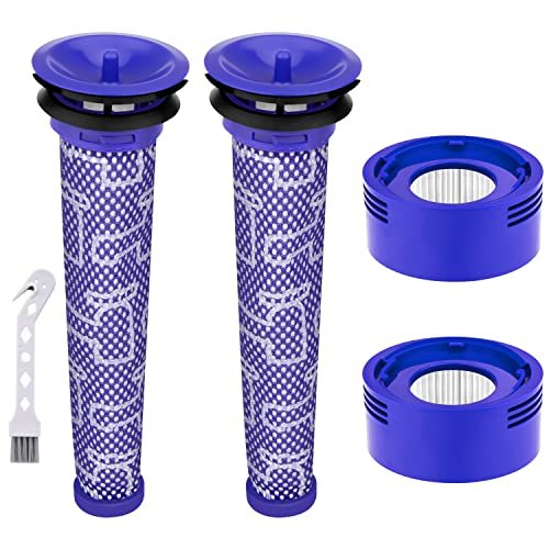 Anicell Zamiennik filtra V8 do Dyson V8 Animal V8 Absolute V8 Motorhead Origin SV10 V7 Animal V7 Fluffy Cordless Stick Vacuum, 2 filtry końcowe HEPA + 2 filtry wstępne, część # 965661-01 i 967478-01