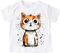 Koszulki dla dziewczynek - Dziecięca koszulka zdziwiony kot2 - miniaturka - grafika 1
