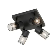 Lampy sufitowe - QAZQA Przemysłowy reflektor sufitowy czarny  4-punktowy  regulowany - Jim - miniaturka - grafika 1