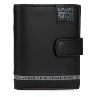 Portfele - Pepe Jeans Pionowy portfel z uchwytem na karty i zapięciem zatrzaskowym Czarny 8,5x10,5x1 cm Skóra by Joumma Bags, Czarny (Black), Talla única, Pionowy portfel z uchwytem na karty i zapięciem na - miniaturka - grafika 1